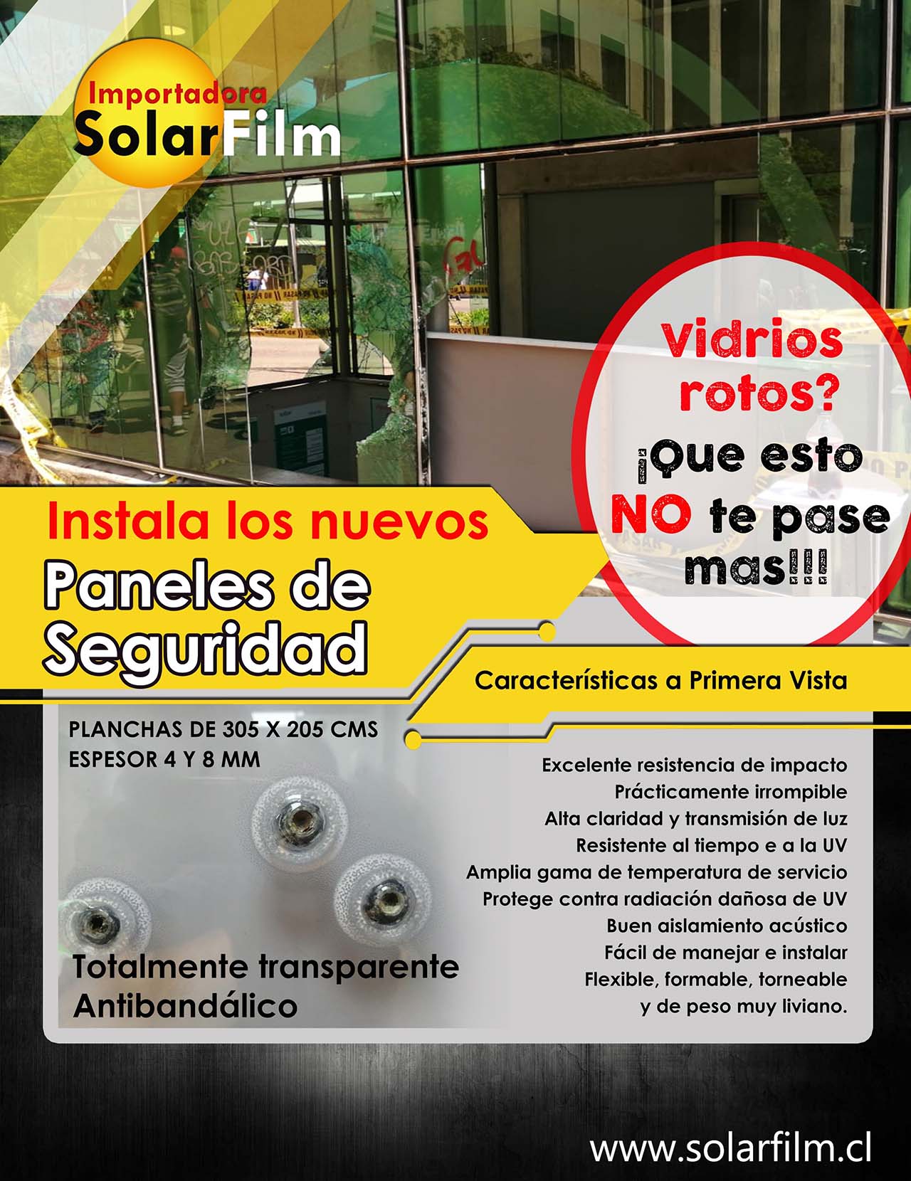 Paneles vidrio plastico transparente antivandalico